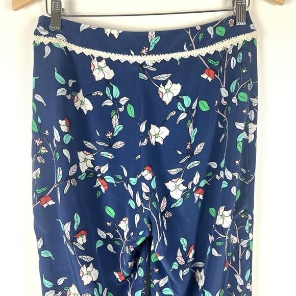 Paloma Blue Women's Wide Leg Floral Pants sz M Silk Designer Boho Chic Cottage - Picture 5 of 11